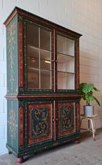 Vintage/Brocante Hindeloopen buffetkast, Landelijke kast, 100 tot 150 cm, 200 cm of meer, Vintage, Brocante, Landelijk, Ophalen of Verzenden