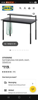 Ikea Utvisning Gamingbureau met plank, zwart, Huis en Inrichting, Ophalen, Zo goed als nieuw, Bureau