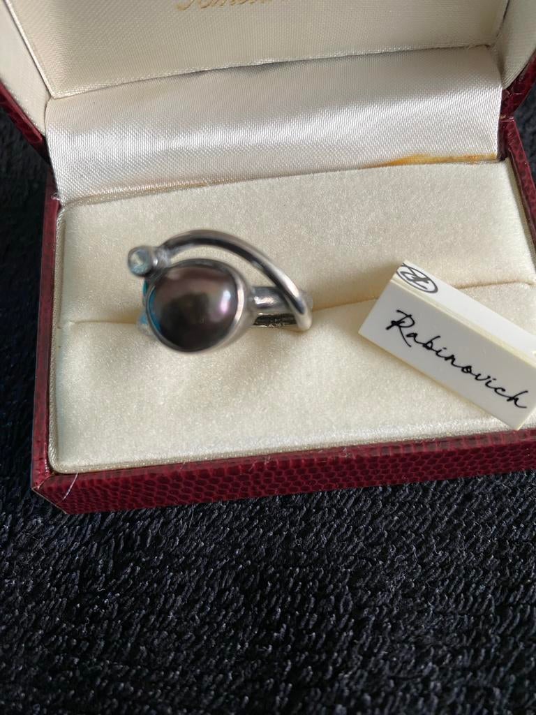 Rabinovich ring met donkere parel, Sieraden, Tassen en Uiterlijk, Ophalen of Verzenden, Zo goed als nieuw, 17 tot 18, Dame