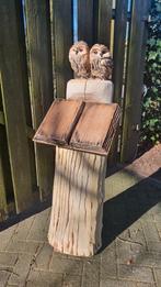 Tuinbeeld uil brocante houten beeld boomstam 125cm mancave, Tuin en Terras, Tuinbeelden, Ophalen, Nieuw, Hout, Dierenbeeld