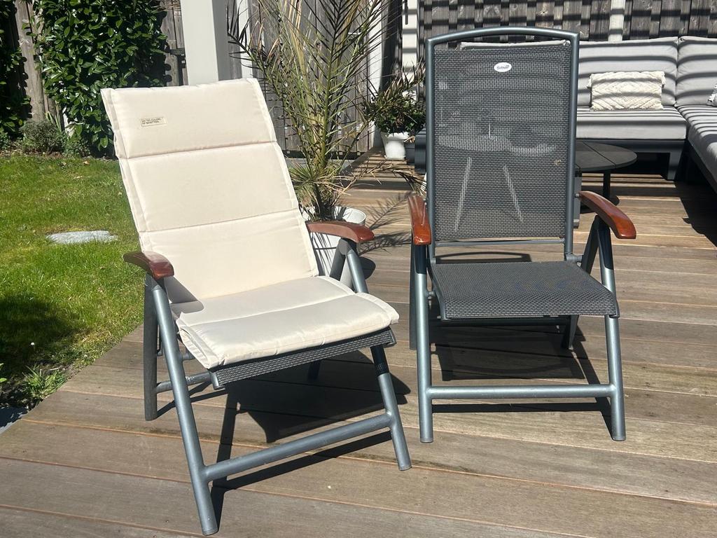 Zes verstelbare Hartman tuinstoelen incl kussens, Ophalen of Verzenden, Gebruikt, Aluminium
