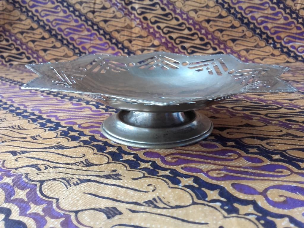 Oud silverplate schaaltje uit Engeland als een ster 18,5 cm., Ophalen of Verzenden