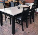 Zwart met witte eetkamerset, Ophalen of Verzenden, Zo goed als nieuw, Rond, 50 tot 100 cm