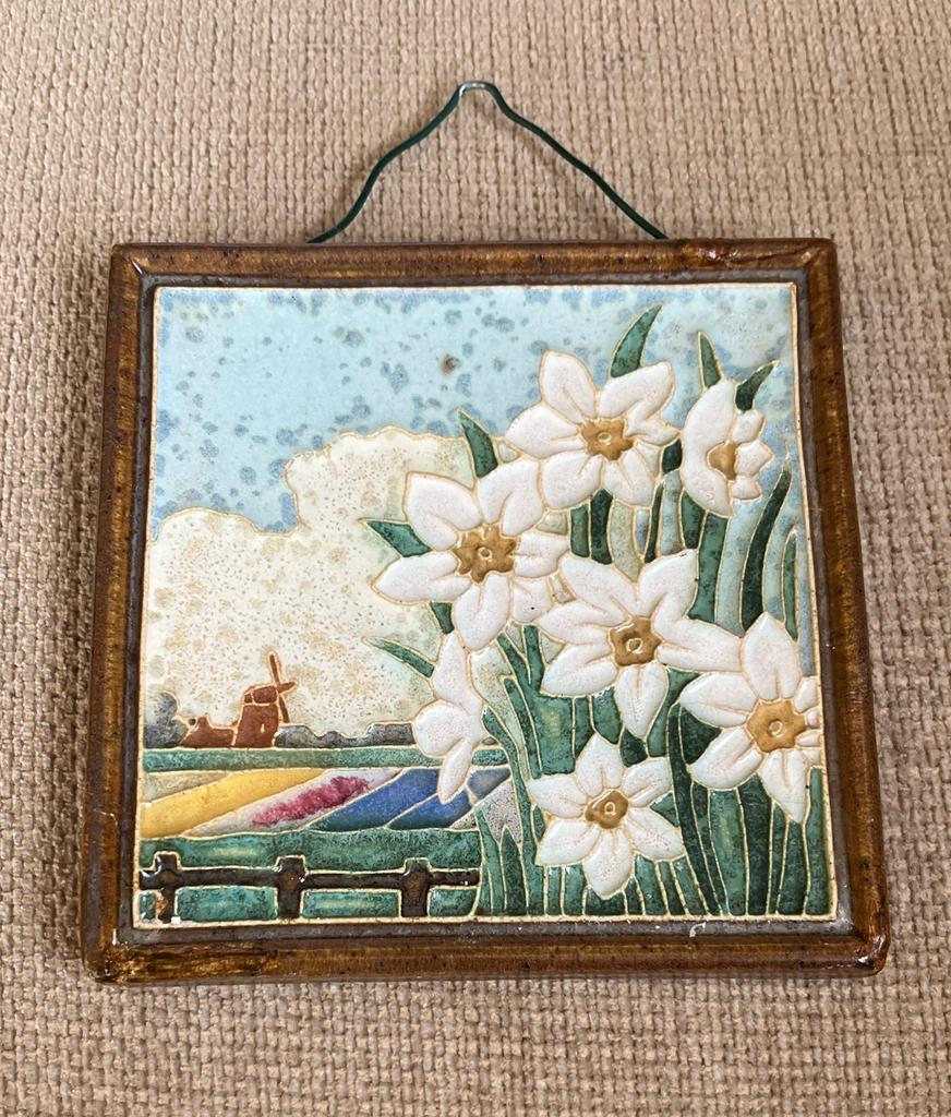 Porceleyne Fles - Delft. Cloisonne tegel bollenvelden/narcis, Antiek en Kunst, Verzenden