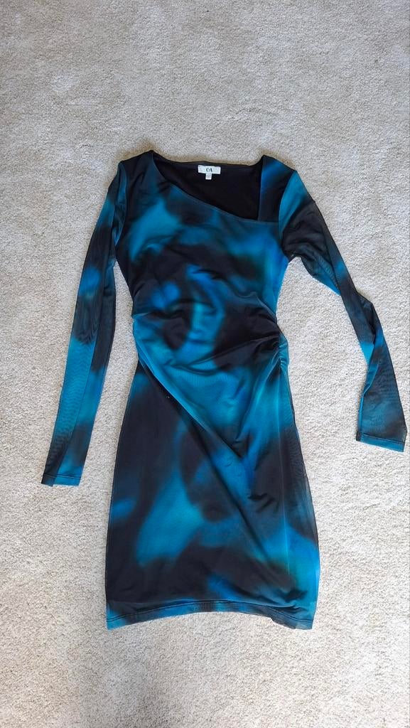 Nauwsluitende dames jurk blauw/zwart, Kleding | Dames, Ophalen, Zo goed als nieuw, Blauw