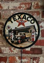 Texaco reclamebord met ledverlichting 20 cm doorsnede, Ophalen of Verzenden, Reclamebord
