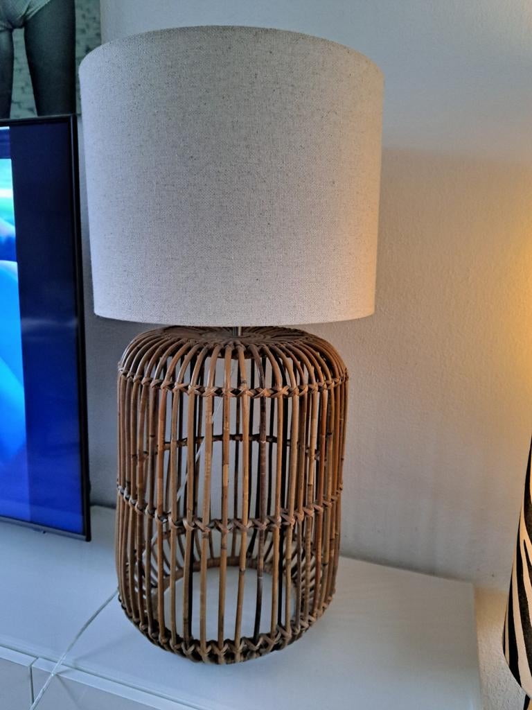 Rieten lampvoet Light & Living (zonder kap), Huis en Inrichting, Lampen | Tafellampen, Ophalen, Overige materialen, 50 tot 75 cm