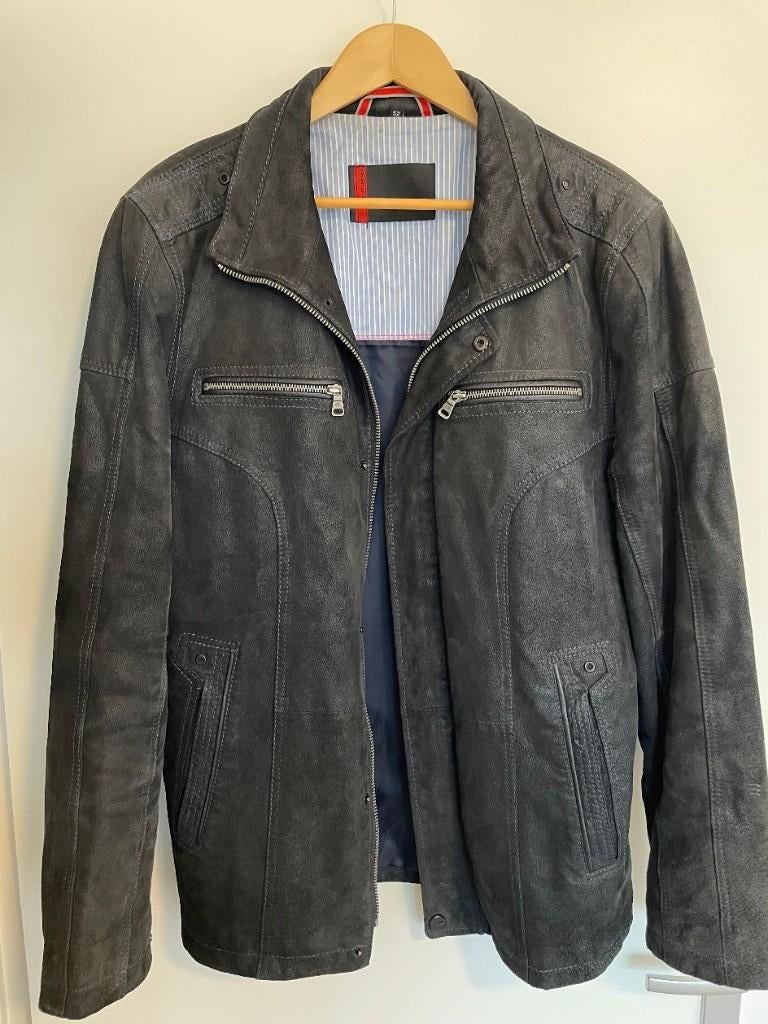 Leren heren jas - XL - Maat 52 - Donkerblauw/bijna zwart, Kleding | Heren, Jassen | Zomer, Ophalen of Verzenden, Zo goed als nieuw