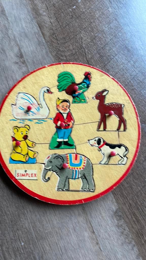 Vintage houten puzzel -Simplex jaren ‘50-‘60, Antiek en Kunst, Antiek | Speelgoed, Ophalen of Verzenden