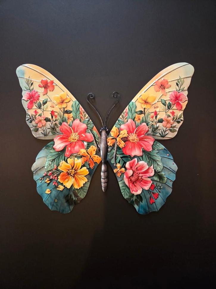 BLOEMEN VLINDER - WAND DECORATIE, Tuin en Terras, Tuinwanddecoratie, Nieuw, Ophalen of Verzenden