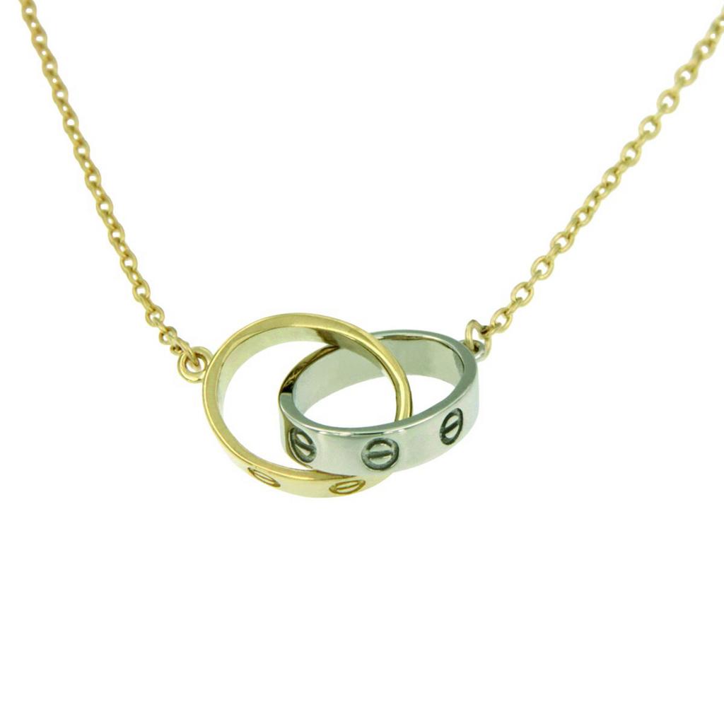 Luxe love ring ketting 14k goud, Ophalen of Verzenden, Zo goed als nieuw, Goud