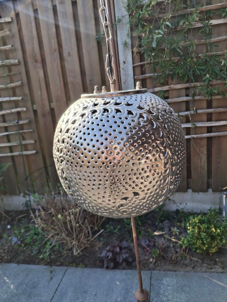 Metalen hanglamp 30 cm - Binnen of onder veranda, Gebruikt, Ophalen of Verzenden, Modern, Sfeervol, Decoratief, Metaal