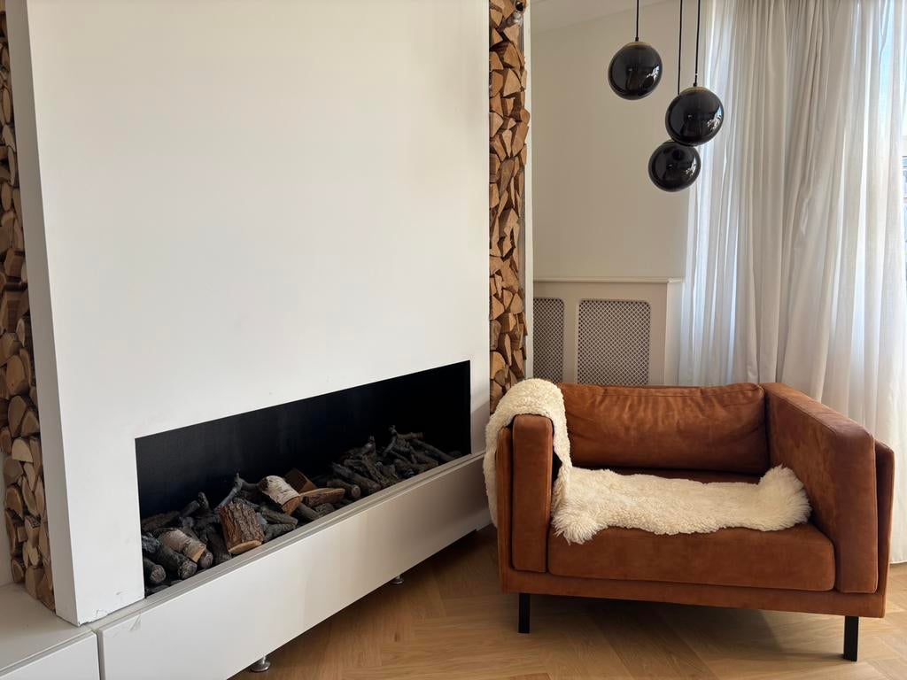 Prachtige Fauteuil/loveseat leer, Ophalen, Zo goed als nieuw