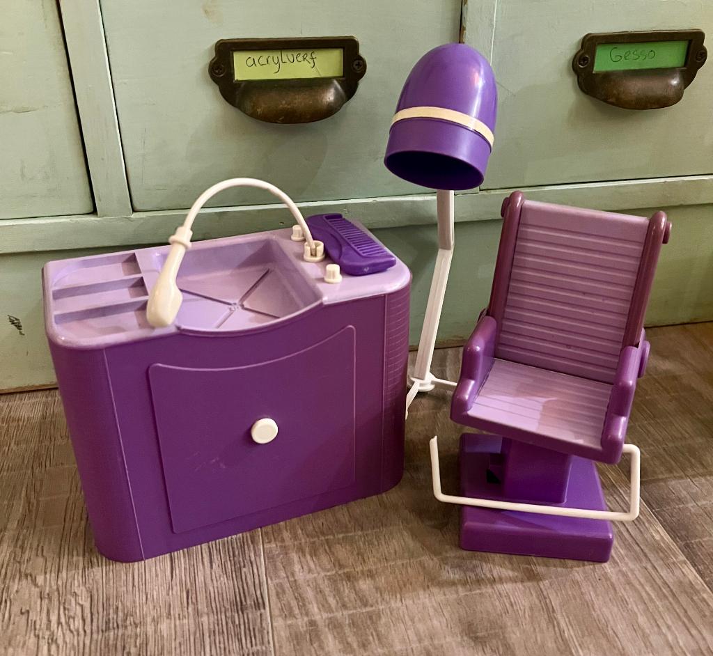 vintage retro poppen beauty salon kapper Barbie Fleur Sindy, Ophalen of Verzenden, Gebruikt, Accessoires