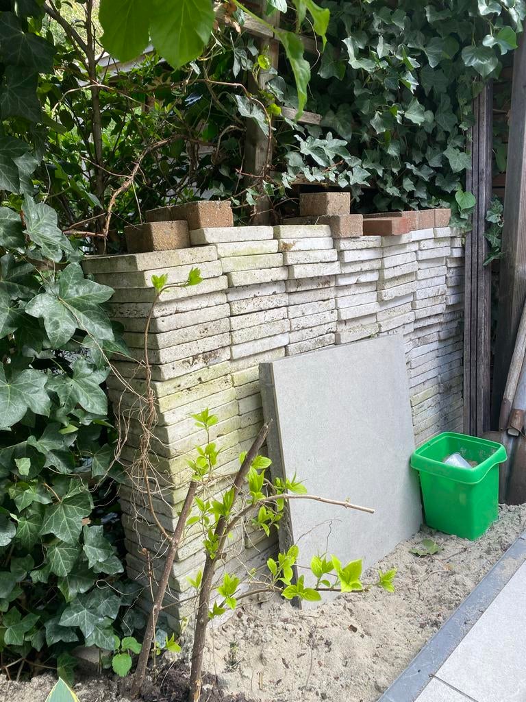 190 travertijn/travertin tegels 20x20x3cm, circa 7,5m2, Tuin en Terras, Tegels en Klinkers, Ophalen, Gebruikt, 5 tot 10 m², Natuursteen