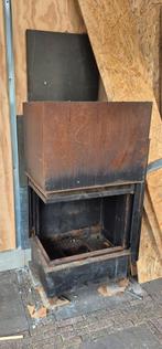 Zeer grote houtkachel met hoek schuifraam - 140x80x55cm, Gebruikt, Houtkachel, Ophalen of Verzenden, Vrijstaand