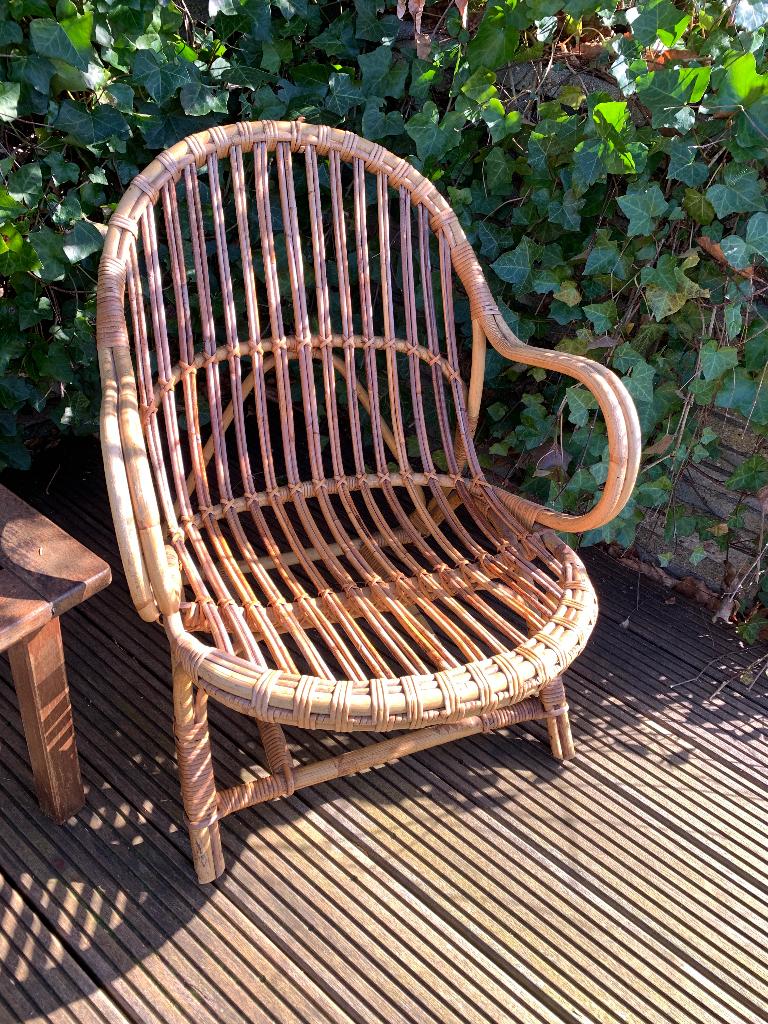 Rotan stoel, Rohe Noordwolde, Huis en Inrichting, Stoelen, Ophalen, Gebruikt, Bruin, Riet of Rotan