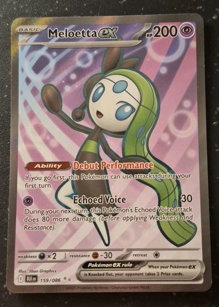 Meloetta EX 159 Black Bolt Pokemon Kaart, Ophalen of Verzenden, Zo goed als nieuw