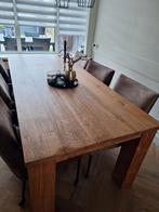 eettafel 220 x 100cm massief teak hout, Huis en Inrichting, Tafels | Eettafels, Ophalen, Gebruikt, Teakhout, 200 cm of meer