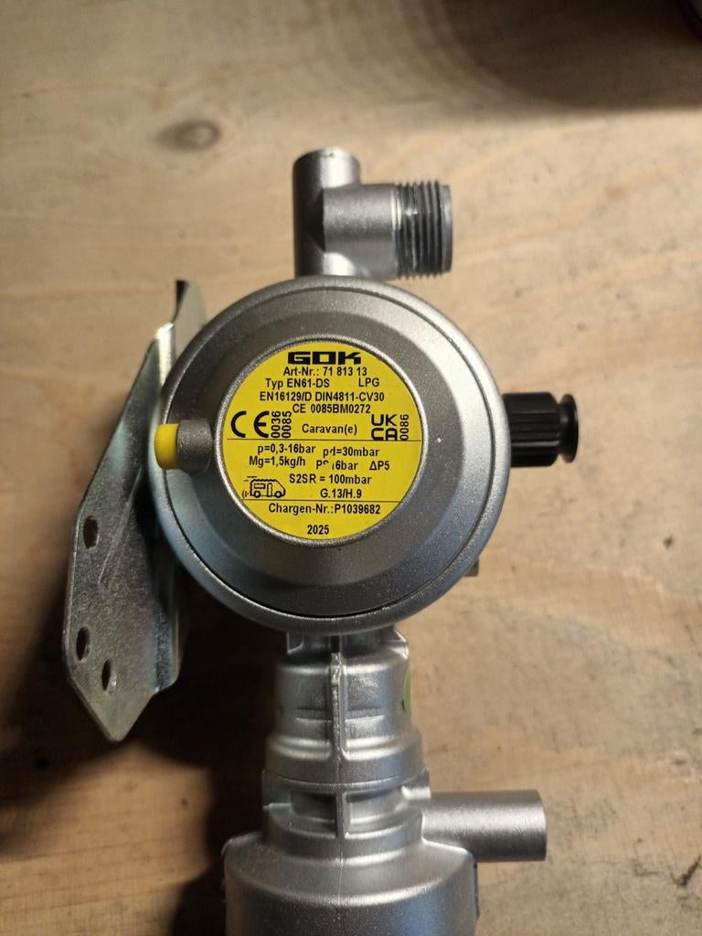 GOK LPG Gasdrukregelaar voor Caravan/Camper (30 mbar), Ophalen of Verzenden