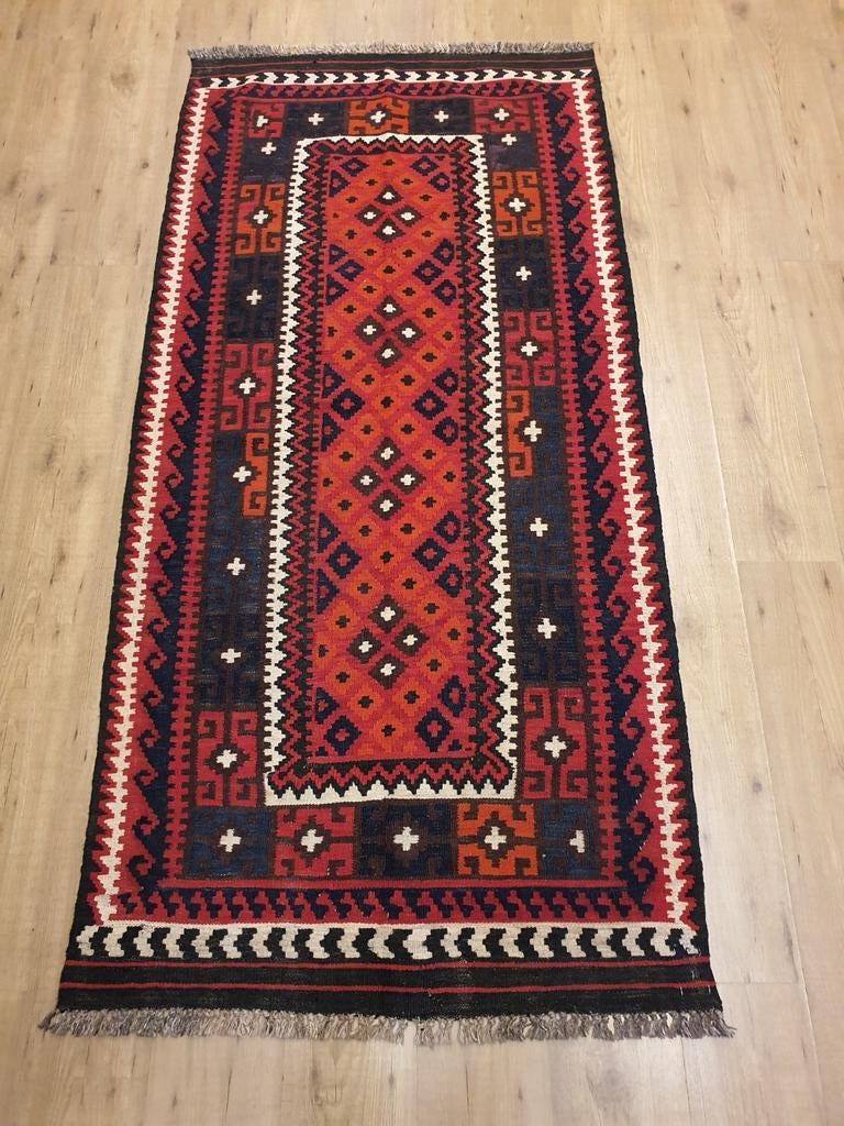 Handgeweven oosterse wollen kelim 206x99