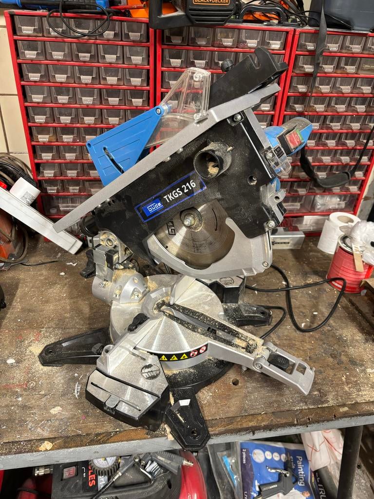 Güde TKGS 216 Combinatie Tafel/Verstekzaag, Ophalen, Zo goed als nieuw, Afkortzaag, 30 tot 70 mm