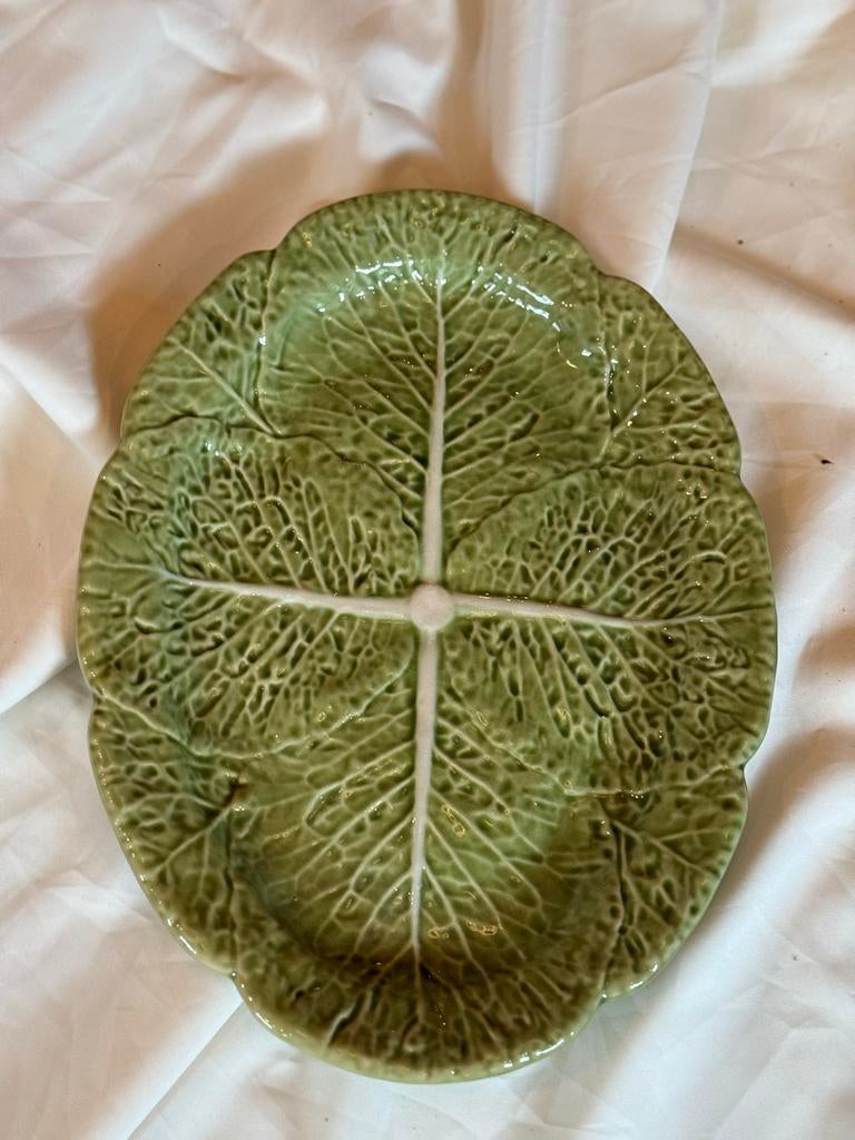 Grote langwerpige schaal in koolblad design, Ophalen of Verzenden