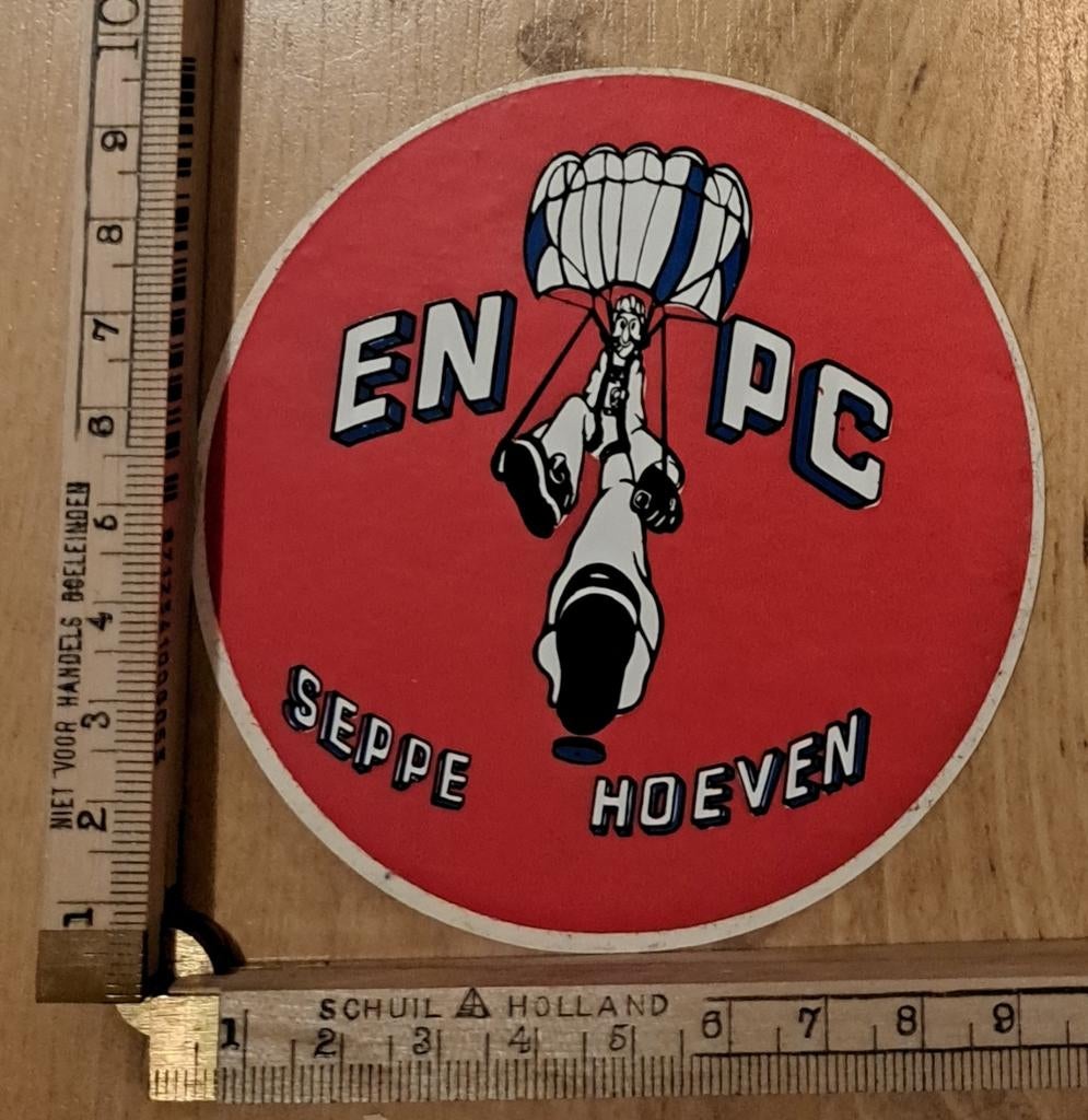 Vintage sticker parachute springen EN PC Seppe Hoeven strip, Ophalen of Verzenden, Zo goed als nieuw