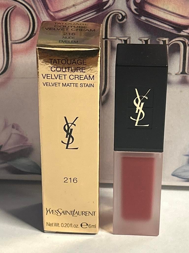 YSL tatouage couture velvet matte lip stain~216 nude emblem, Lippen, Beige, Nieuw, Ophalen of Verzenden