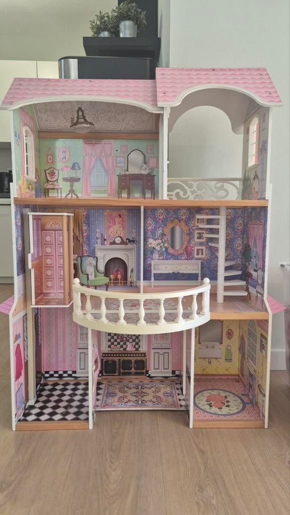 Kidkraft barbiehuis + accessoires TEAB!, Kinderen en Baby's, Speelgoed | Poppenhuizen, Gebruikt, Poppenhuis, Ophalen