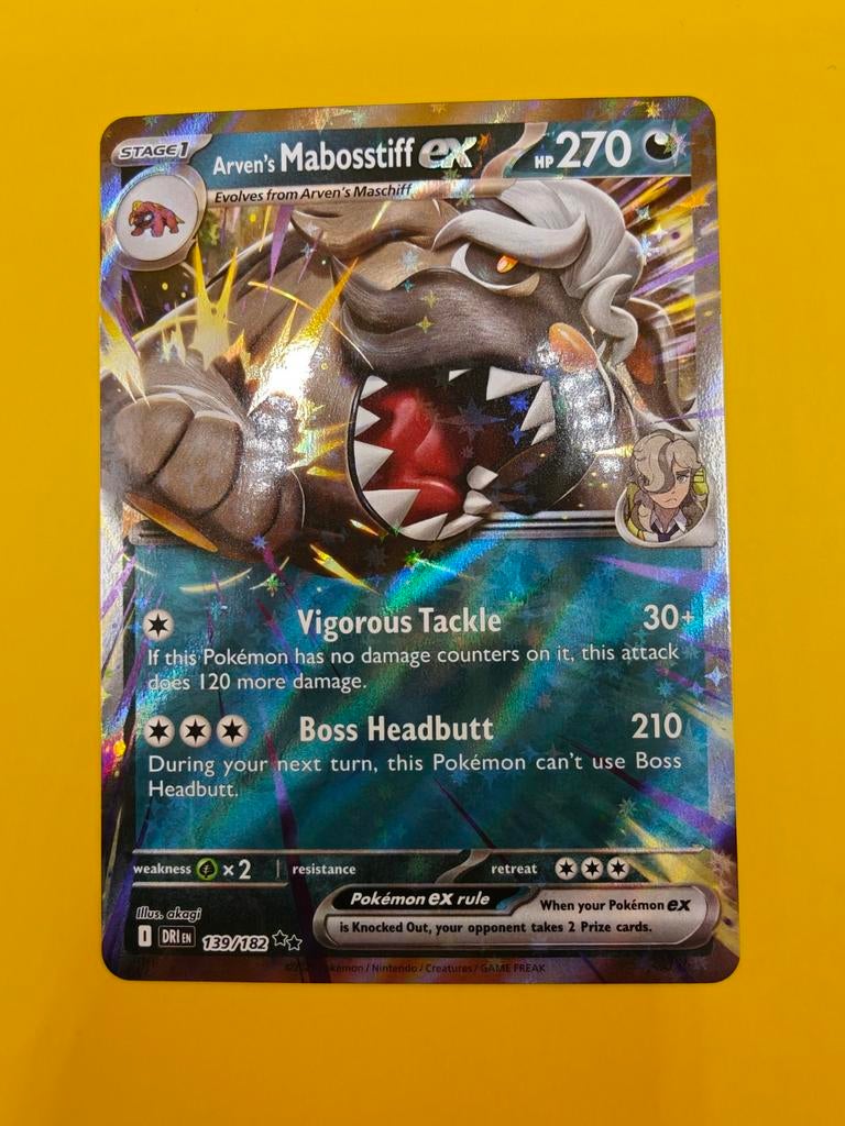Arven's Mabosstiff ex - Destined Rivals, Hobby en Vrije tijd, Verzamelkaartspellen | Pokémon, Zo goed als nieuw, Verzenden