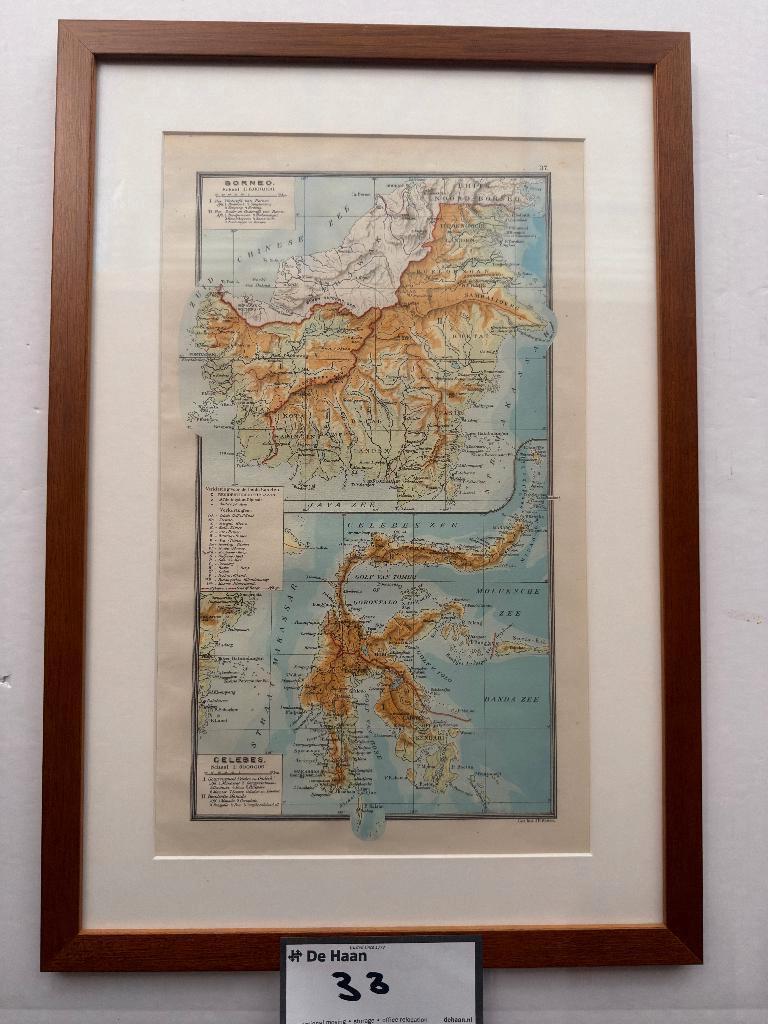 Ingelijste kaart van Borneo en Celebes, Boeken, Atlassen en Landkaarten, Ophalen, Overige gebieden, 1800 tot 2000, Landkaart