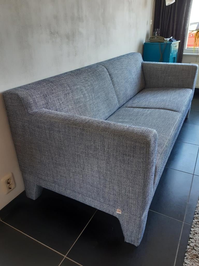 PODE (Leolux) 2,5-zits bank, tweed blauw/wit, prima staat, Huis en Inrichting, Banken | Bankstellen, Ophalen, Driepersoons, 75 tot 100 cm