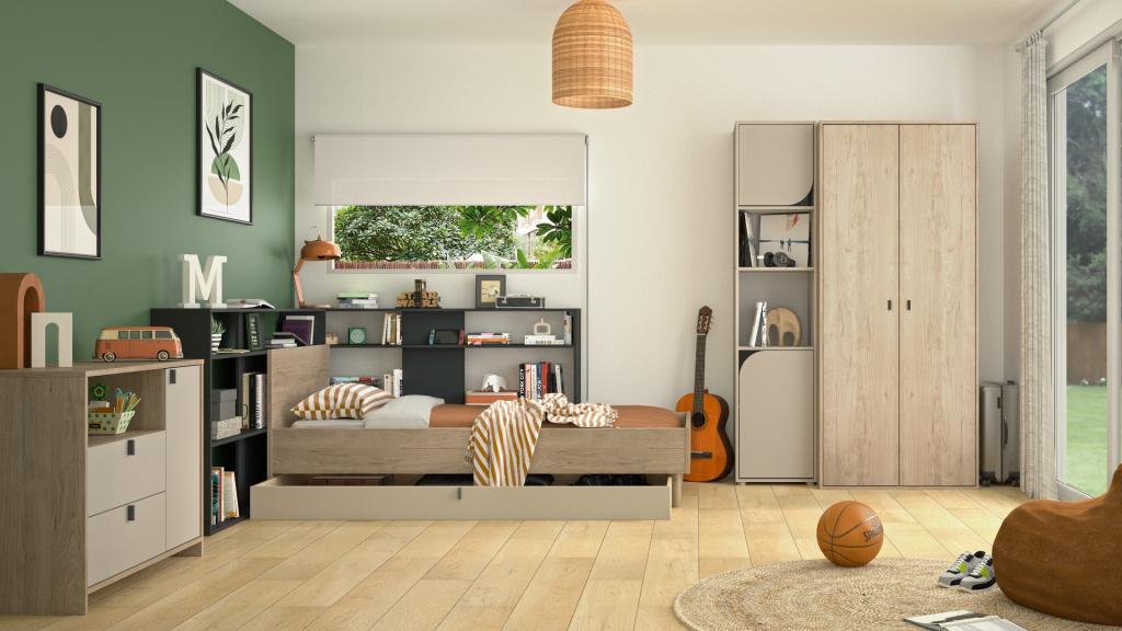 Ritmo tienerkamer, zelf samenstellen - Eiken, Niet ingevuld, Niet ingevuld, Niet ingevuld