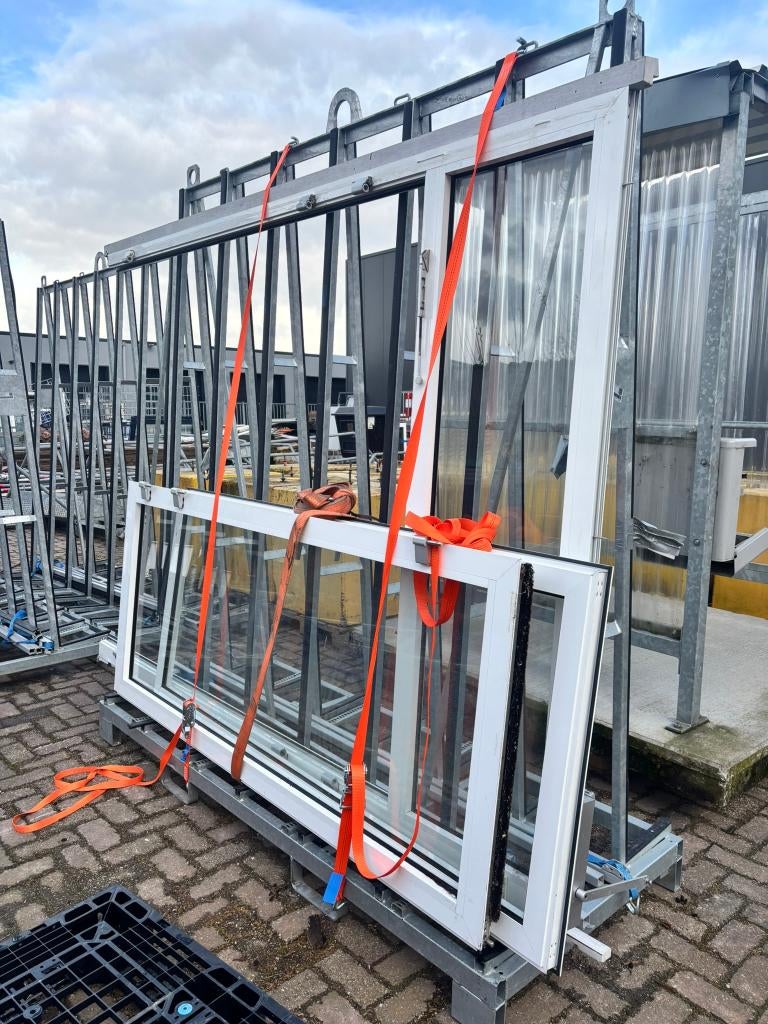 Aluminium openslaande deuren incl. kozijn (tuindeuren), Doe-het-zelf en Verbouw, Kozijnen en Schuifpuien, Ophalen, Kunststof, Gebruikt