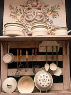 Brocante oude emaille pannen lepelrek vergiet schuimspaan, Antiek en Kunst, Antiek | Emaille, Ophalen of Verzenden