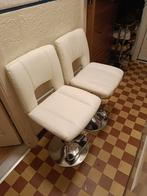 Set van 2 witte barkrukken, Ophalen, 60 tot 90 cm, Zo goed als nieuw, In hoogte verstelbaar