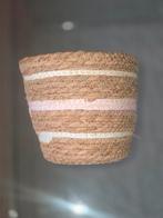 Rotan bloempot met roze en witte strepen, Overige materialen, Gebruikt, Rond, Binnen
