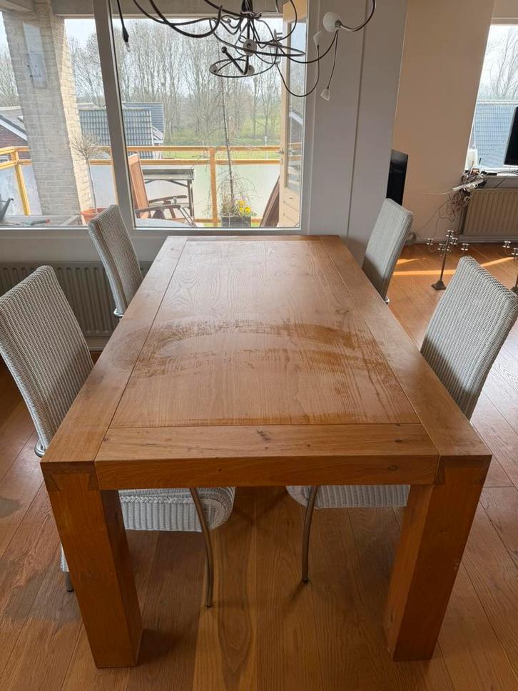 Eettafel + stoelen, Huis en Inrichting, Complete eetkamers, Gebruikt, 4 tot 6 stoelen, Ophalen