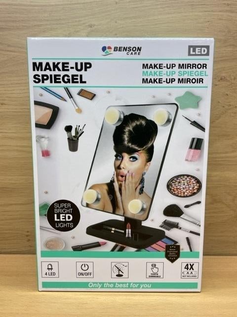 Make-up spiegel 4 LED Hollywood zwart., Minder dan 50 cm, Eddiys, Espel, Nieuw