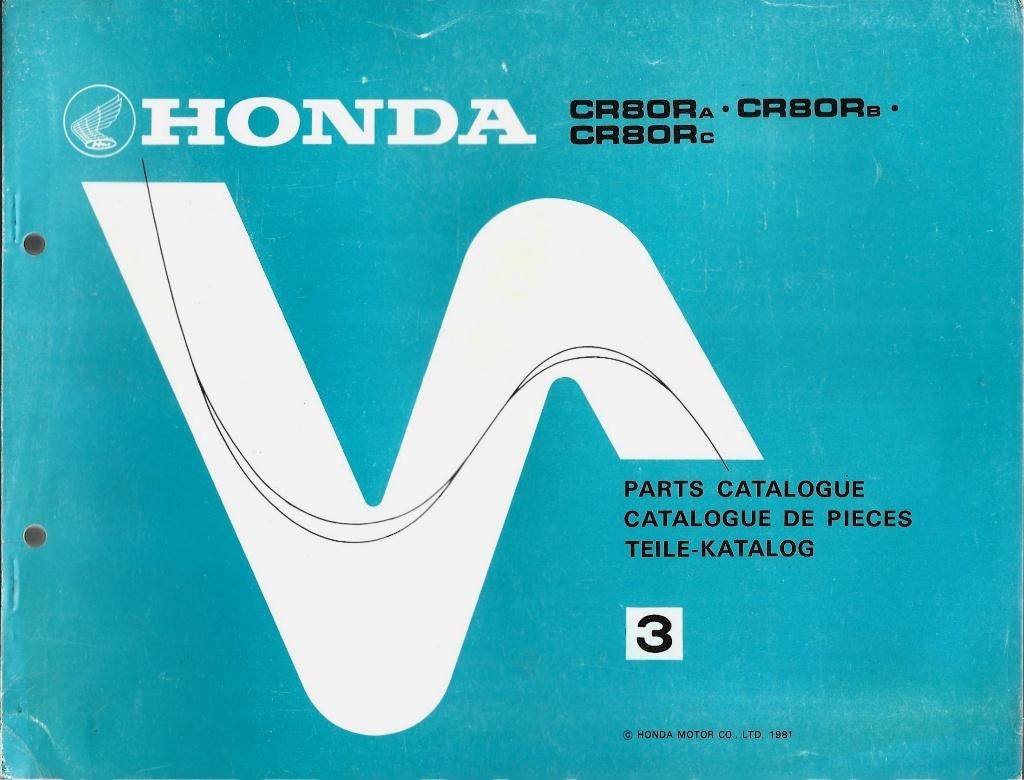 Honda CR80 Ra CR80 Rs CR80 Rc Parts List (3290z), Motoren, Ophalen of Verzenden, Honda