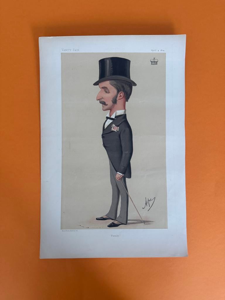 Antieke Vanity Fair prent (1874) – “Family” – door Ape, Ophalen of Verzenden