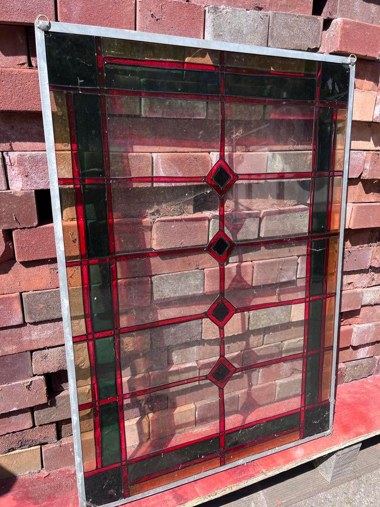 Prachtig Glas in Lood Raam - 50x70 cm, Ophalen, Gevelraam of Ruit, Gebruikt, Minder dan 80 cm