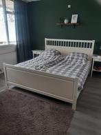 Hemnes Ikea bed tweepersoonsbed nachtkastjes matrassen, Ophalen, Gebruikt, Tweepersoons, 180 cm