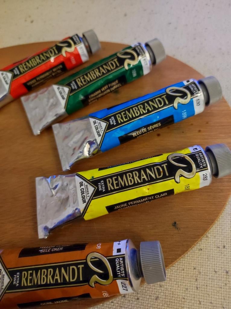 Talens palet met 5 tubes Rembrandt olieverf 40 ml, Hobby en Vrije tijd, Verzenden, Nieuw, Olieverf