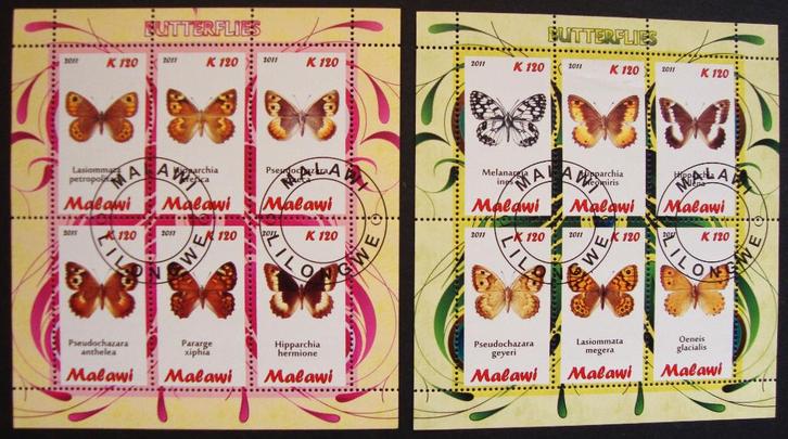 - 740 - 2 Blokken met Vlinders., Postzegels en Munten, Postzegels | Thematische zegels, Gestempeld, Dier of Natuur, Verzenden