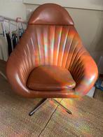 Jaren 60 vintage kuipstoel Draai Fauteuil chroom, Huis en Inrichting, Stoelen, Ophalen, Gebruikt, Mid century, Bruin