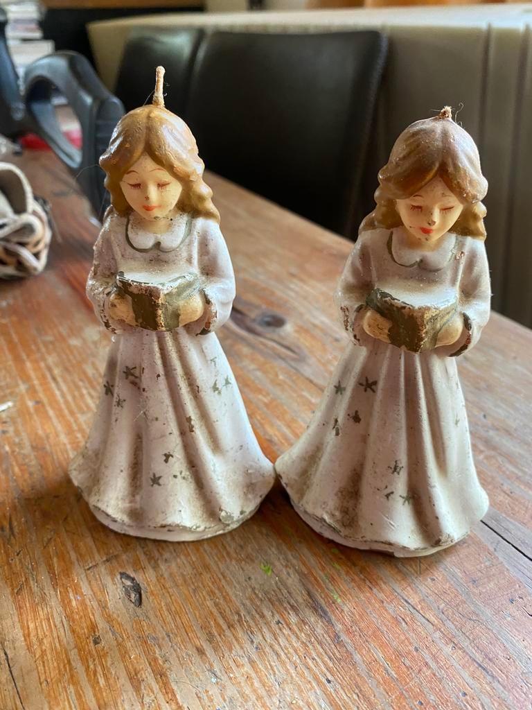 2 erg oude engelen kaarsen, Verzamelen, Beelden en Beeldjes, Ophalen of Verzenden, Zo goed als nieuw
