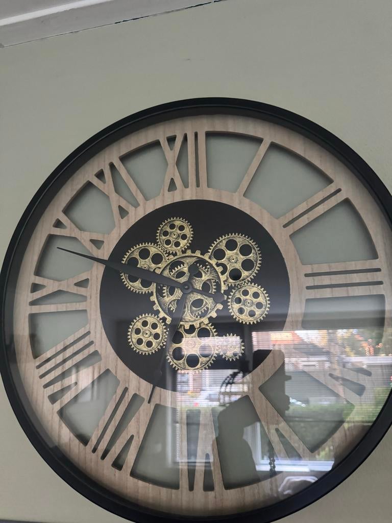 Grote wandklok met zichtbaar uurwerk - Romeinse cijfers, Ophalen