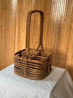 Vintage rotan flessenmand, Gebruikt, Rond, Ophalen of Verzenden, X